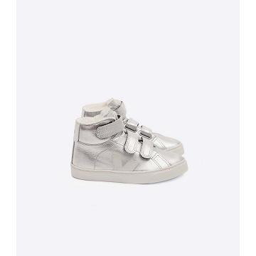 Veja ESPLAR MID FURED LEATHER Kids' Shoes Silver | NZ 762TCE